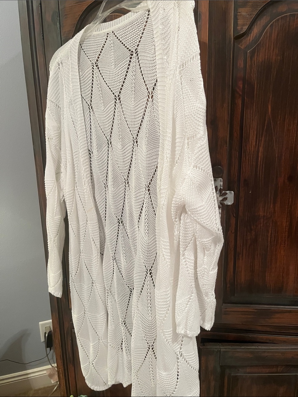 Open-Front White Knit Cardigan Sweater